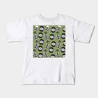 Unique Retro Mike and Vinyl Pattern Kids T-Shirt